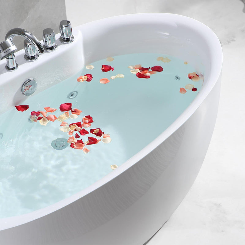 Empava 59" Acrylic Freestanding Whirlpool Bathtub with Reversible Drain EMPV-59AIS12