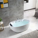 Empava 59" Acrylic Freestanding Whirlpool Bathtub with Reversible Drain EMPV-59AIS12