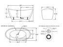 Empava 59" Freestanding Soaking LED Tub with Center Drain EMPV-59FT1518LED