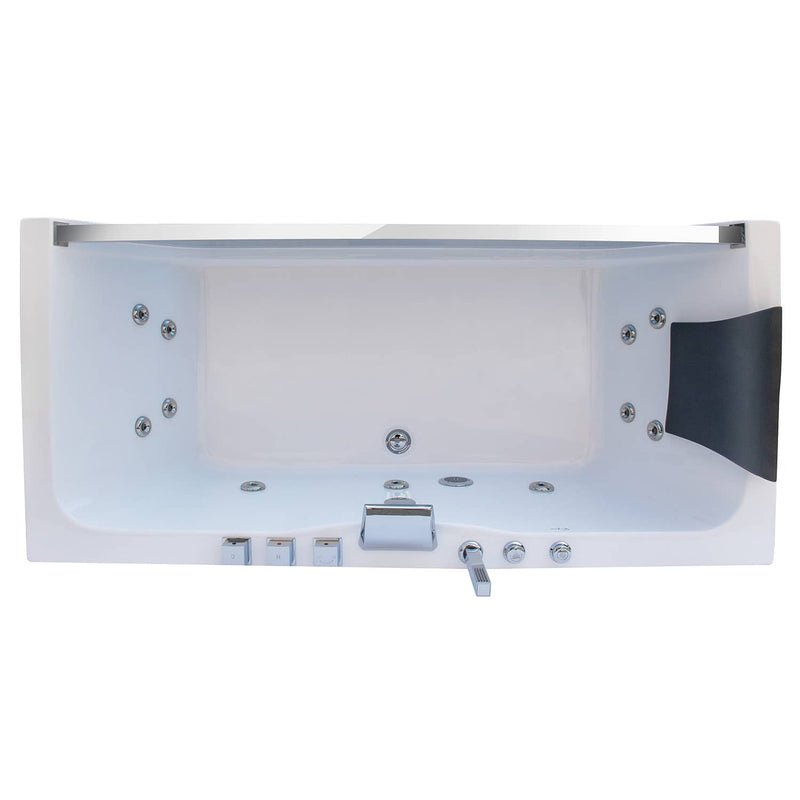 Empava 59" Alcove LED Whirlpool Bathtub with Center Drain EMPV-59JT408LED