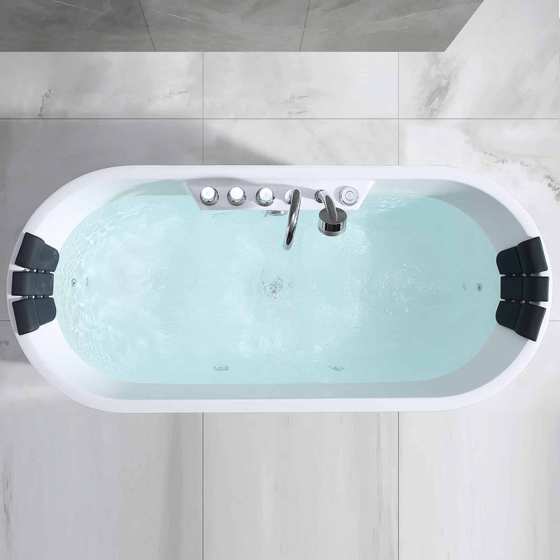 Empava 67" Freestanding Oval Whirlpool Bathtub with Center Drain EMPV-67AIS01