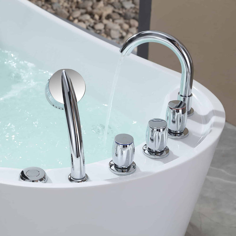 Empava 67" Freestanding Whirlpool Tub with Faucet and Reversible Drain EMPV-67AIS09