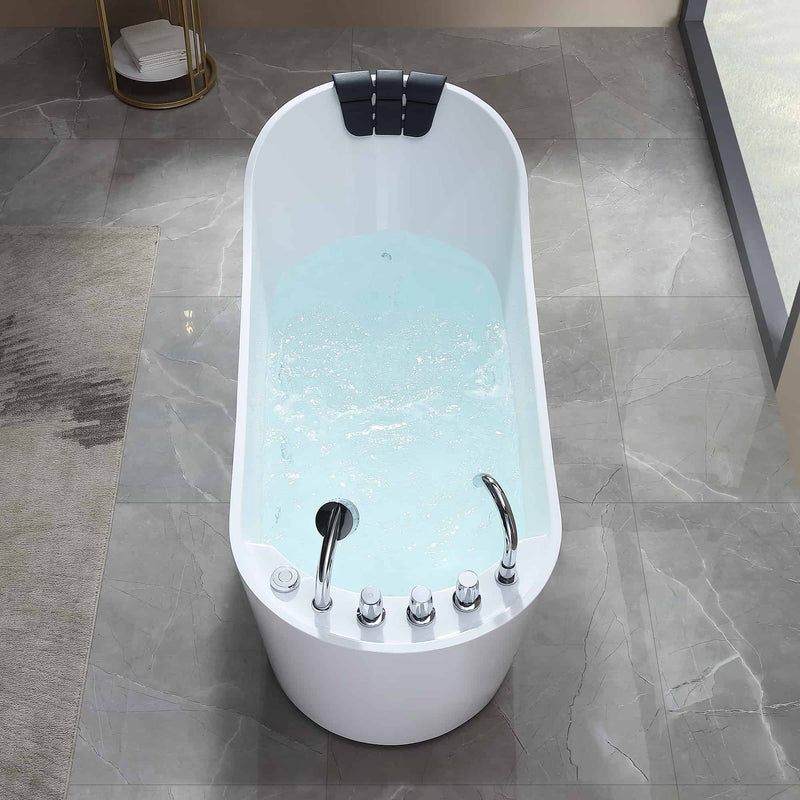 Empava 67" Freestanding Whirlpool Tub with Faucet and Reversible Drain EMPV-67AIS09