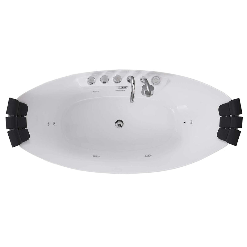 Empava 67" Freestanding Boat-shaped Whirlpool Bathtub with Center Drain EMPV-67AIS10