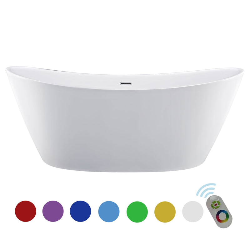 Empava 67" Freestanding Soaking LED Tub with Center Drain EMPV-67FT1518LED