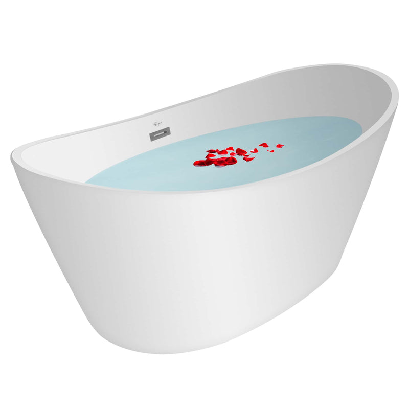 Empava 67" Freestanding Soaking LED Tub with Center Drain EMPV-67FT1518LED