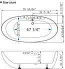 Empava 71" Acrylic Freestanding Whirlpool Bathtub with Reversible Drain EMPV-71AIS14