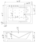 Empava 71" Alcove Whirlpool 2-Person Bathtub with Right Drain EMPV-71JT667B