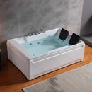 Empava 72" Alcove Whirlpool LED Bathtub for 2 Persons with Left Drain EMPV-72JT367LED