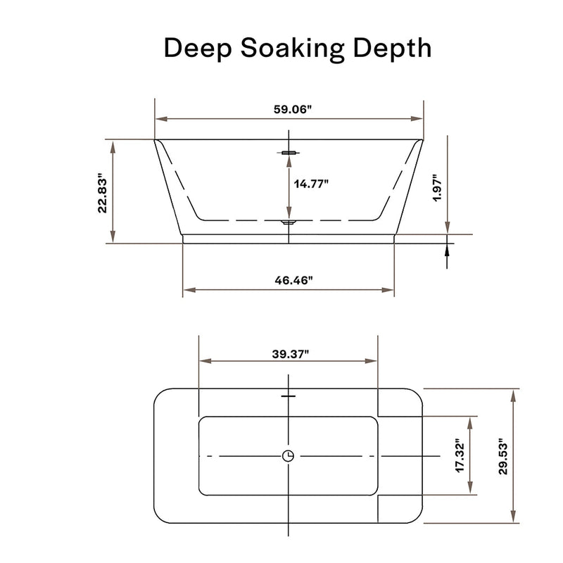 Empava 59" Freestanding Soaking Tub with Center Drain EMPV-59FT1511