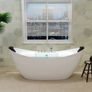 Empava 67" Freestanding Boat-shaped Whirlpool Bathtub with Center Drain EMPV-67AIS10