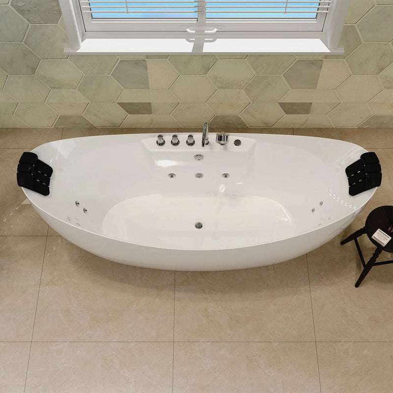 Empava 67" Freestanding Boat-shaped Whirlpool Bathtub with Center Drain EMPV-67AIS10