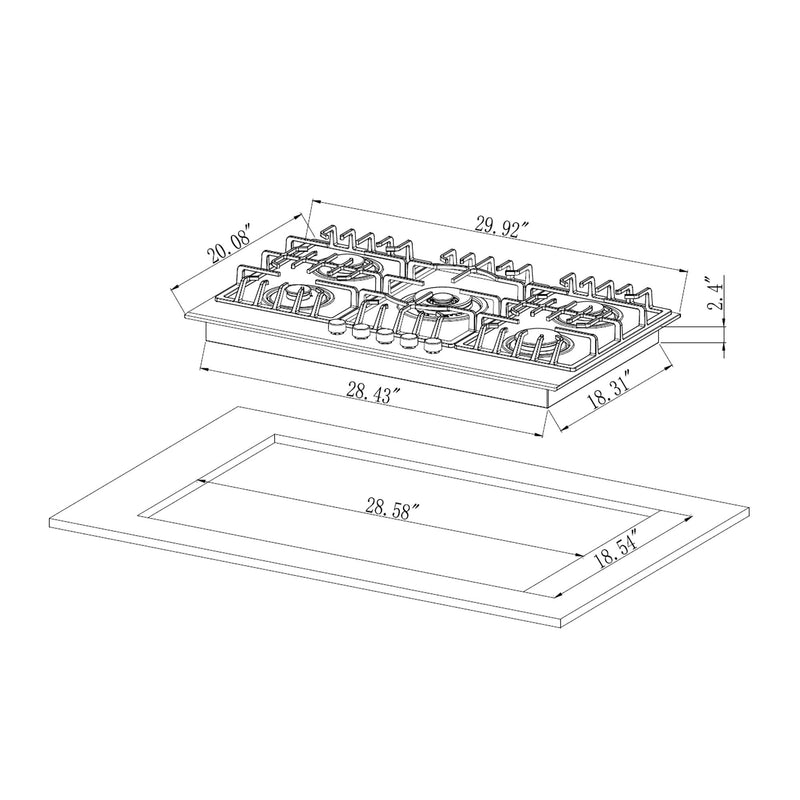 Empava 30 in. Built-in Gas Cooktops EMPV-30GC26