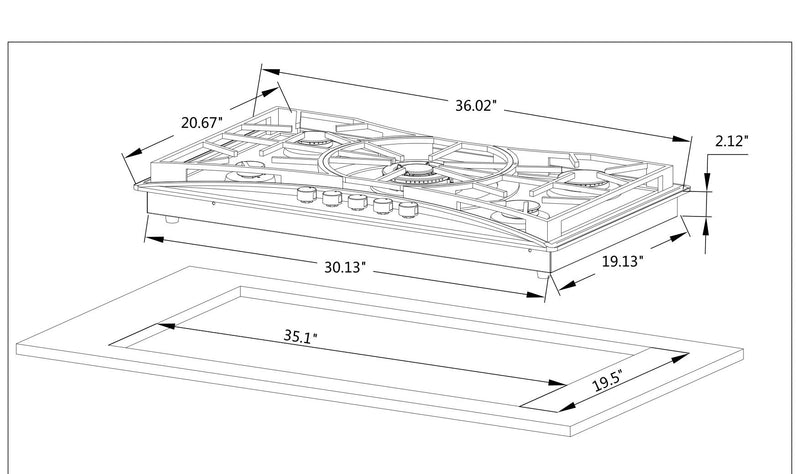 Empava 36 in. Built-in Gas Cooktops EMPV-36GC22