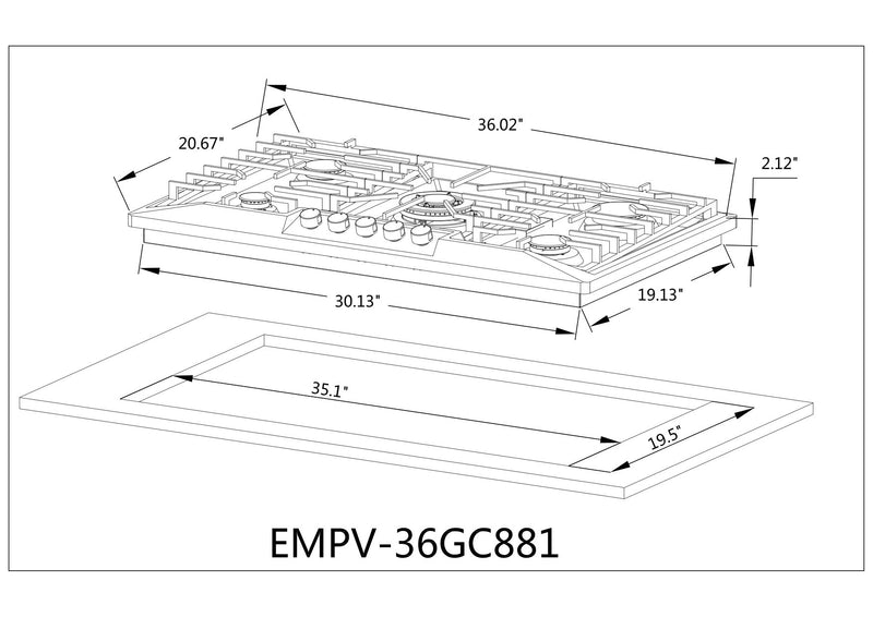 Empava 36 in. Built-in Gas Cooktops EMPV-36GC23