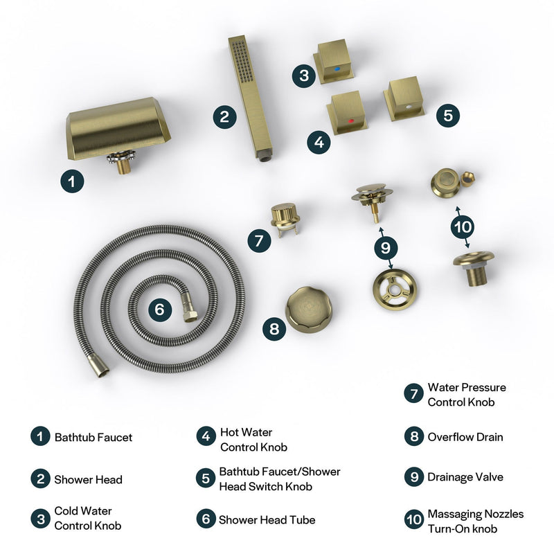 Empava Bathtub Faucet Fixtures For EMPV-59JT408LED Whirlpool Tub ACC-408BB