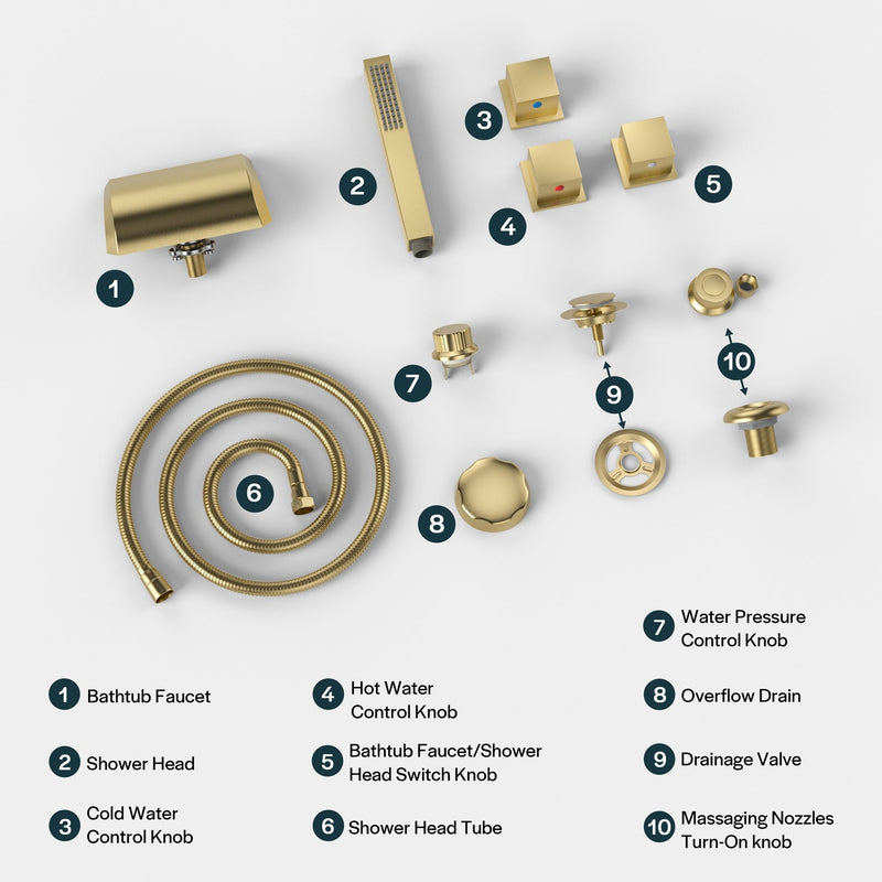 Empava Bathtub Faucet Fixtures For EMPV-59JT408LED Whirlpool Tub ACC-408BB