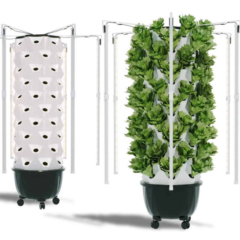 Nutraponics Indoor Hydroponic Growing System – Pro Tower Garden with LED Grow Lights – 80 Pots