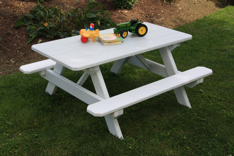 A&L Furniture Co. 4' Amish-Made Pine Kids Picnic Table AL100