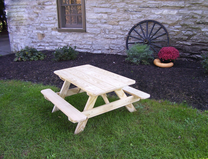 A&L Furniture Co. 4' Amish-Made Pressure-Treated Pine Kids Picnic Table AL100PT