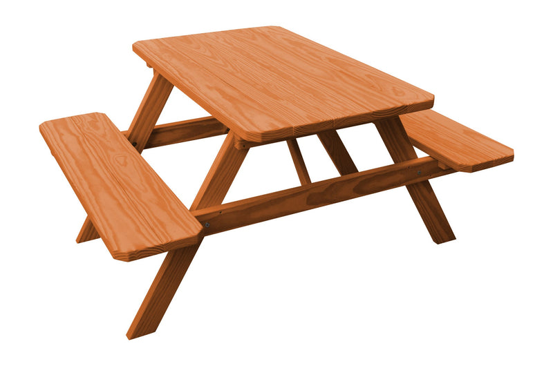 A&L Furniture Co. Amish-Made Pine Picnic Tables with Attached Benches AL111