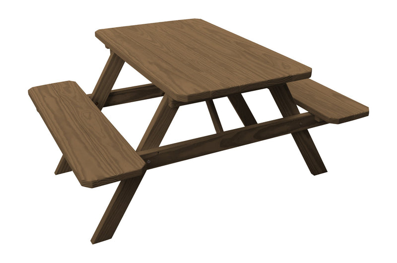 A&L Furniture Co. Amish-Made Pine Picnic Tables with Attached Benches AL111