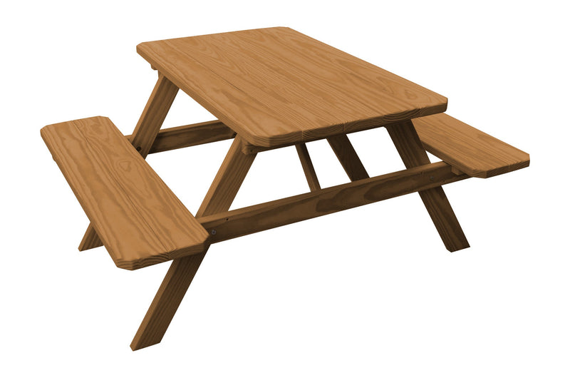 A&L Furniture Co. Amish-Made Pine Picnic Tables with Attached Benches AL111