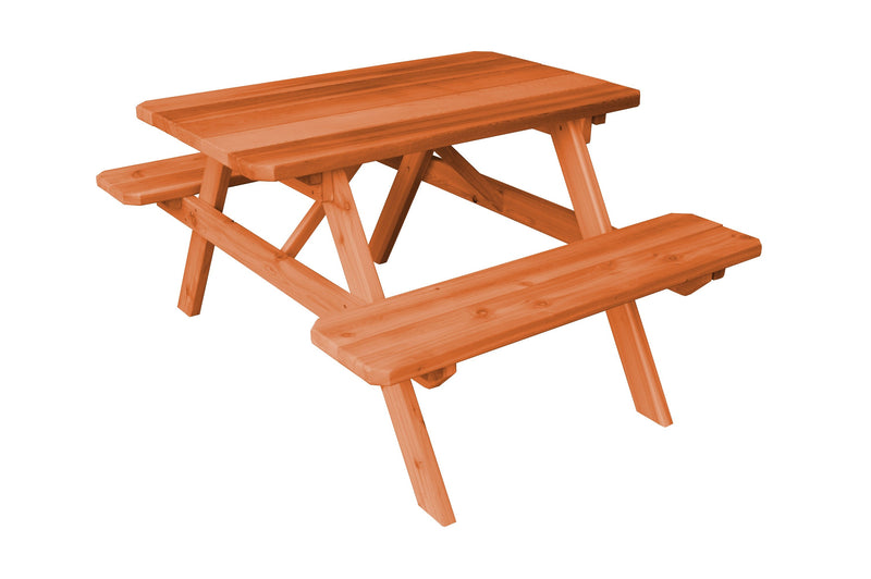 A&L Furniture Co. Amish-Made Cedar Picnic Tables with Attached Benches AL111C