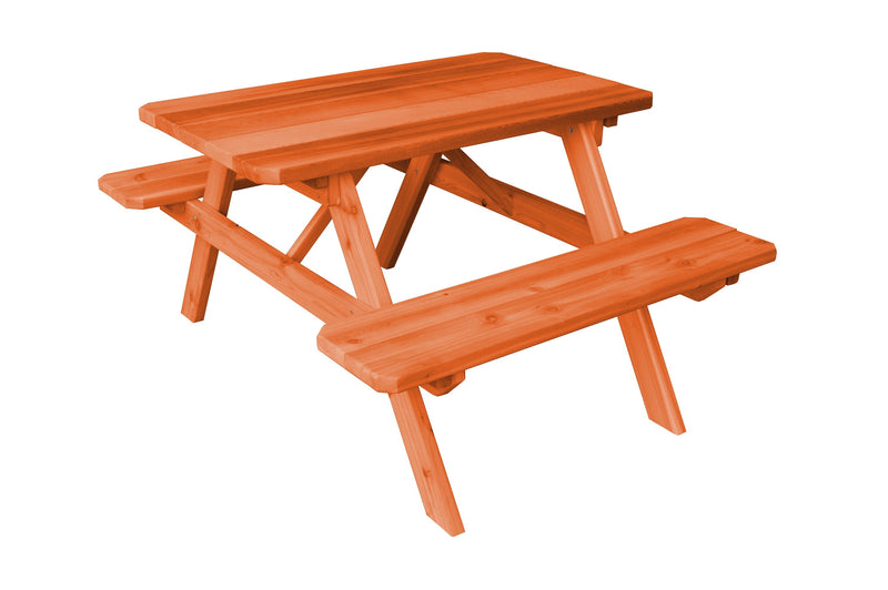 A&L Furniture Co. Amish-Made Cedar Picnic Tables with Attached Benches AL111C