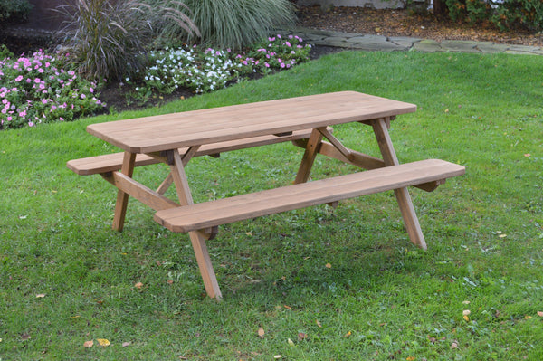 A&L Furniture Co. Amish-Made Pressure-Treated Pine Picnic Tables with Attached Benches AL111PT