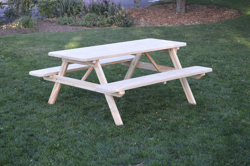 A&L Furniture Co. Amish-Made Pressure-Treated Pine Picnic Tables with Attached Benches AL111PT