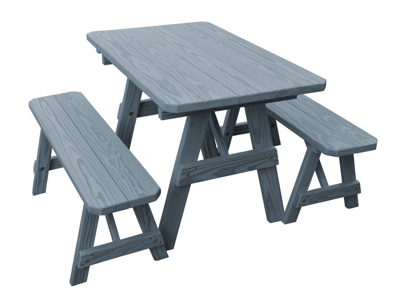 A&L Furniture Co. Amish-Made Pine Traditional Picnic Tables with Benches AL131