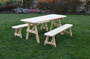 A&L Furniture Co. Amish-Made Pressure-Treated Pine Traditional Picnic Tables with Benches AL131PT