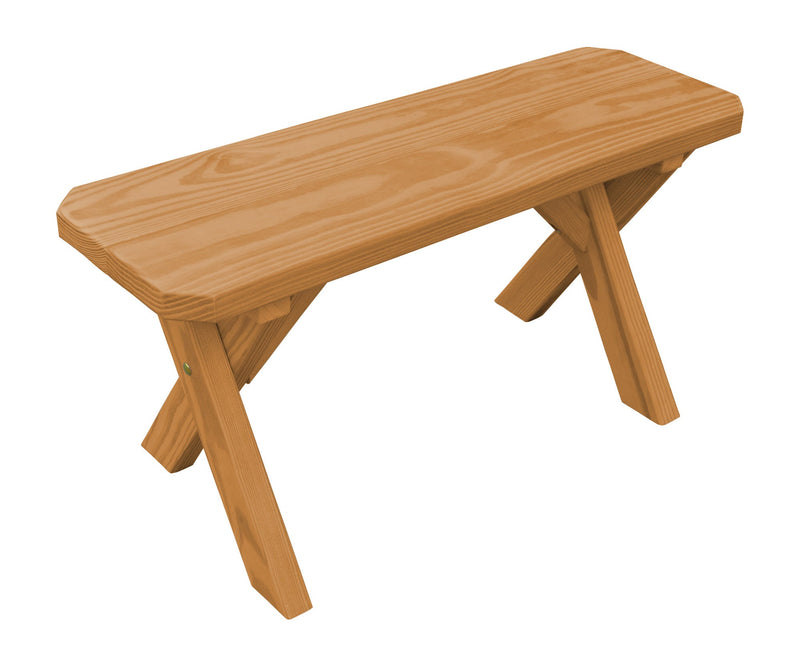 A&L Furniture Co. Amish-Made Stained Pine Cross-Leg Benches AL162