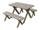 A&L Furniture Co. Amish-Made Pine Cross-Leg Picnic Tables with Benches AL191