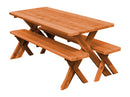 A&L Furniture Co. Amish-Made Cedar Cross-Leg Picnic Tables with Benches AL191C