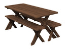 A&L Furniture Co. Amish-Made Cedar Cross-Leg Picnic Tables with Benches AL191C