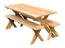 A&L Furniture Co. Amish-Made Cedar Cross-Leg Picnic Tables with Benches AL191C