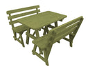 A&L Furniture Co. Amish-Made Pine Traditional Picnic Tables with Backed Benches AL241