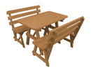 A&L Furniture Co. Amish-Made Pine Traditional Picnic Tables with Backed Benches AL241