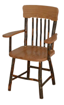 A&L Furniture Co. Amish-Made Hickory Panel Back Dining Chairs with Arms AL2541