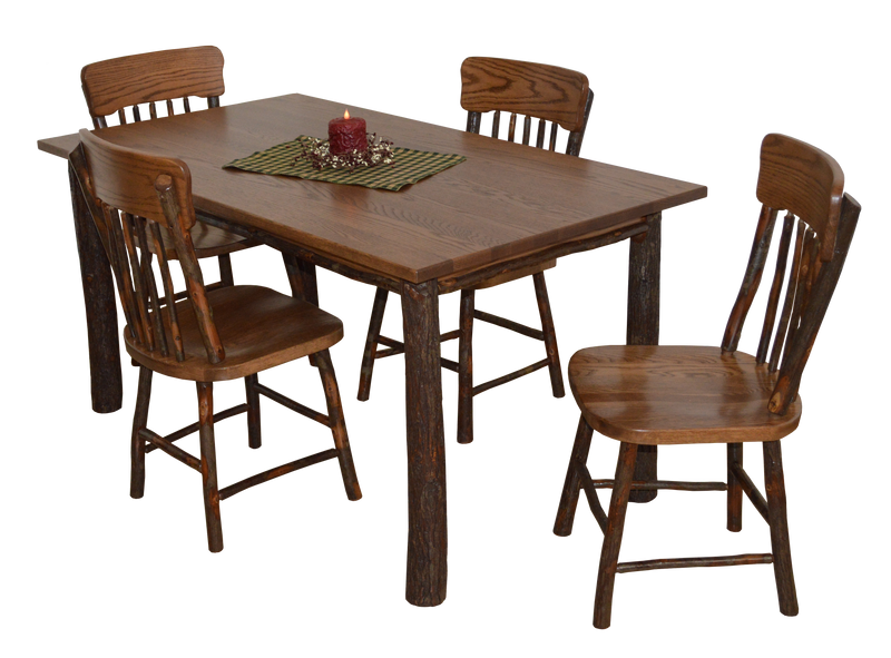 A&L Furniture Co. Amish-Made Hickory 5-Piece Farm Table Sets AL2731 - AL2501x4