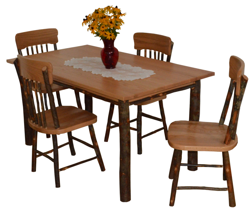 A&L Furniture Co. Amish-Made Hickory 5-Piece Farm Table Sets AL2731 - AL2501x4