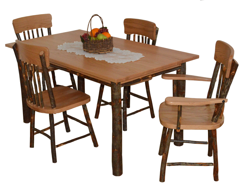 A&L Furniture Co. Amish-Made Hickory 5-Piece Farm Table Sets AL2731 - AL2501x4