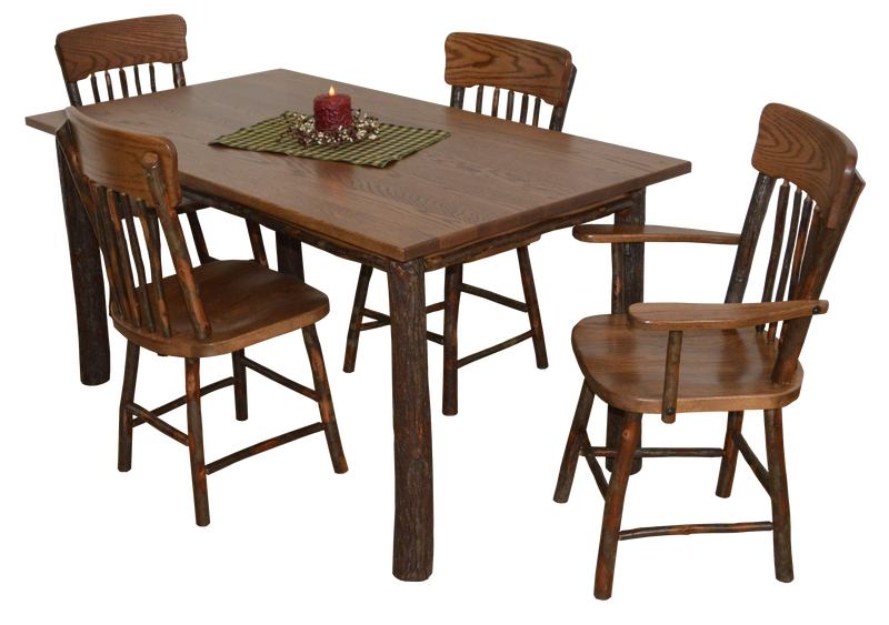 A&L Furniture Co. Amish-Made Hickory 5-Piece Farm Table Sets AL2731 - AL2501x4