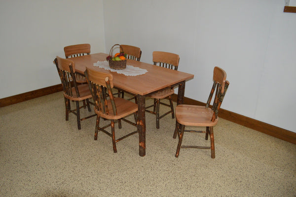 A&L Furniture Co. Amish-Made Hickory 7-Piece Farm Table Sets AL2741 - AL2501x6