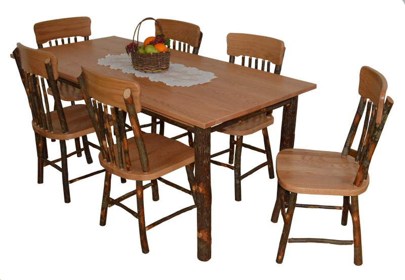 A&L Furniture Co. Amish-Made Hickory 7-Piece Farm Table Sets AL2741 - AL2501x6