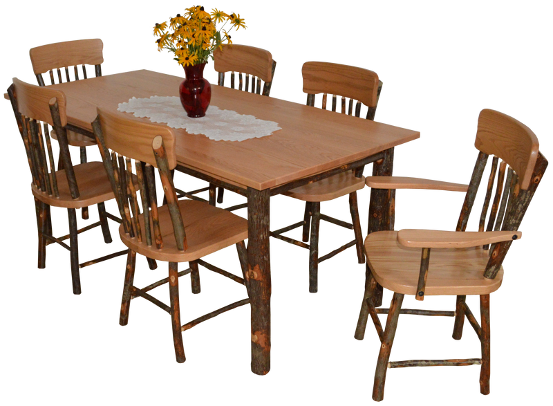 A&L Furniture Co. Amish-Made Hickory 7-Piece Farm Table Sets AL2741 - AL2501x6