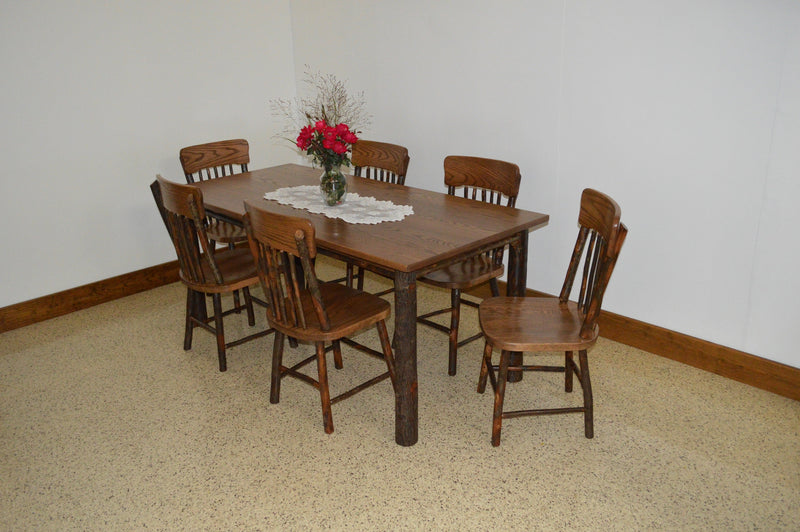 A&L Furniture Co. Amish-Made Hickory 7-Piece Farm Table Sets AL2741 - AL2501x6