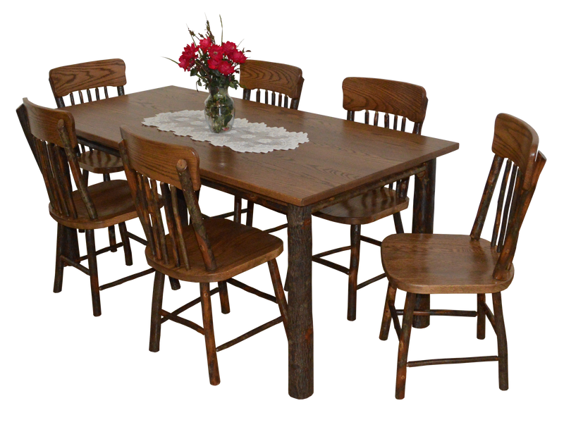 A&L Furniture Co. Amish-Made Hickory 7-Piece Farm Table Sets AL2741 - AL2501x6